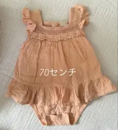 ベビーロンパース　70センチ　プティマイン　オレンジ