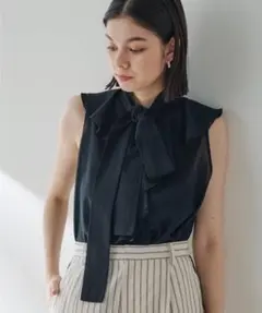 Whim Gazette ノースリーブフリルボウブラウス美品