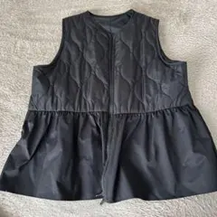 しまむら　ブラック キルティングダウンベスト L