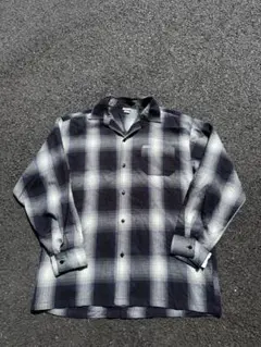 Caltop/オンブレチェックシャツ/ネイビー/XL/USA製/オープンカラー