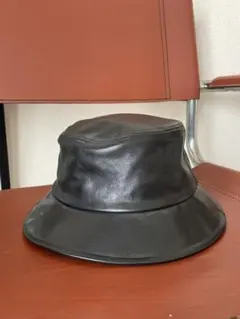 OVERRIDE レザー バケットハット 黒