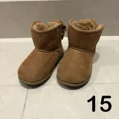 西松屋 ベビー ムートン ブーツ リボン ブラウン 15cm
