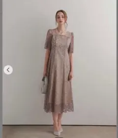 ドリードール　スクエアネック総レースドレス　M