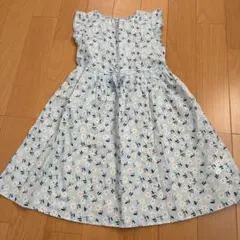 水色 花柄 ノースリーブ ワンピース 140cm