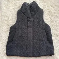 y7486 美品✨中綿ベスト L ニットベスト エコダウン ハイネック 防寒
