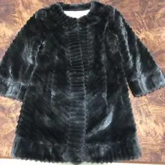 フェイクファーこげ茶半コートM