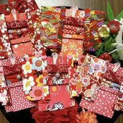 赤の羽織りの着物のぽち袋セット