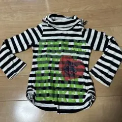2回着用ドンキージョシー　ラメプリントボーダータートル長袖TシャツロンT95のサムネイル