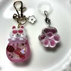 ピンクのうさぎのチャームシャカシャカキーホルダー