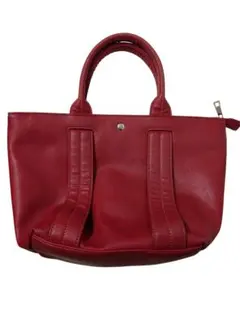 赤いトートバッグ オープンポケット付き