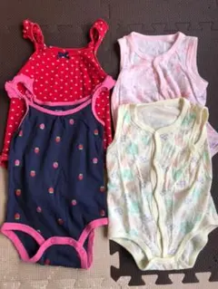 キャミソール タンクトップ 袖なし ロンパース 肌着 80 4枚まとめ売り