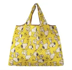 スヌーピー柄 エコバッグ 大容量 折りたたみ 軽量 イエロー 可愛い