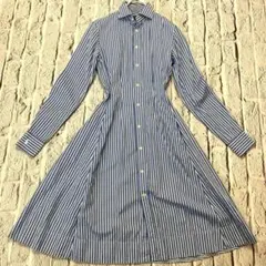 美品✨現行タグ ポロラルフローレン ストライプ ロングシャツワンピース ロゴ刺繍
