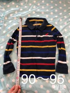 M＆S マークスアンドスペンサー　ポロシャツ　恐竜ストライプカラフル紺色ネイビー