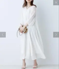 natural couture シアー楊柳スリットデザインワンピース