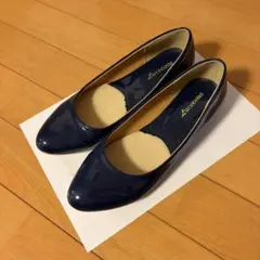 ネイビー パンプス　雨用　24.5