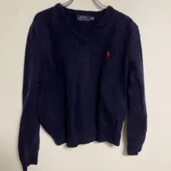 Polo Ralph Lauren ネイビー Vネックセーター ウール100%M
