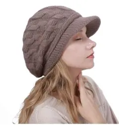 ニット帽 ツバ付き 裏ボア キャスケット 耳まで暖かい カジュアル 秋冬 帽子