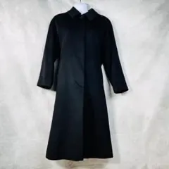 【美品★着丈103】ステンカラーコート カシミア100％ ロング丈 S ブラック