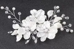 フラワー パール ビジュー ヘア クリップ ウェディング 前撮り 結婚式