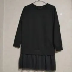 ブラック 長袖 チュニックワンピース