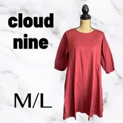 美品✨【cloudnine】コットンリネンワンピース　花柄刺繍　レッド　M/Lのサムネイル