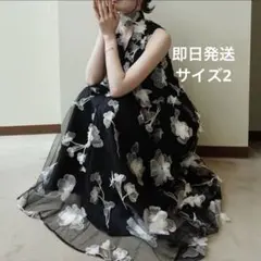 新品 Acka floral long dress ワンピース ブラックのサムネイル