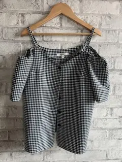 MOUSSY マウジー ギンガムチェック オフショル トップス