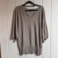 COMME CA ISM 五分袖 ニット ベージュ Fサイズのサムネイル