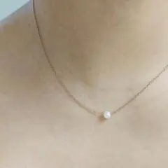 【ピンクゴールド】一粒パールネックレス シルバーネックレス