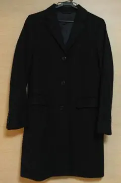 ユニクロ　ウール・カシミヤ混　ロングコート　ネイビー M