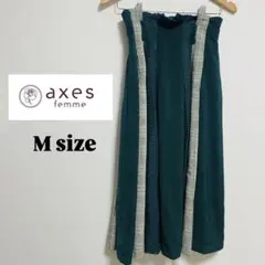 【美品】axes femme レース切替スカート ロングスカート グリーン Mのサムネイル