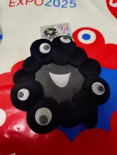 黒ミャクミャク　ぬいぐるみボールチェーン&カラビナ　顔