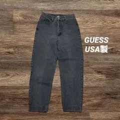 90s USA製 GUESS ブラックデニムパンツ W29相当 墨黒 ジーンズのサムネイル