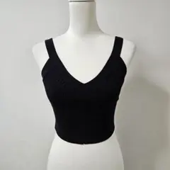 H&M/エイチアンドエム リブニット ビスチェ カップ無し レディース【S】黒