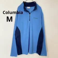 【Columbia】コロンビア フリース ハーフジップ 刺繍ロゴ バイカラーM