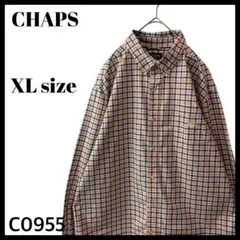 チャップス チェック柄 長袖シャツ ストレッチオックスフォード オレンジ XL