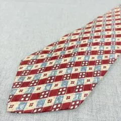 美品 Christian Dior ディオール 総柄 シルク レッド系 ネクタイ