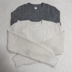 GAP ケーブルニット 2色セット アイボリー グレー M 美品 まとめ売り