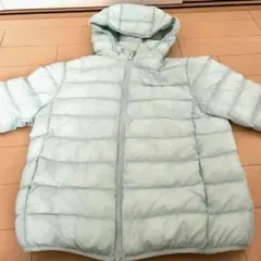 美品ユニクロ ライトウォームパデットパーカ 160 ミントグリーン