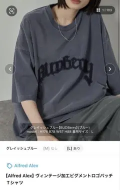 Alfred Alex ビンテージ加工エピグメントロゴTシャツ L