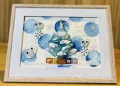 No.2085 シーグラスアート　筆文字　ダブルフレーム⭐️クリスマス