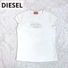 ディーゼル オーバルD カットアウト ロゴ 刺繍Tシャツ ホワイト 白 XS