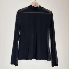 GU シアートップス　M 黒　ハイネック　シースルー　ブラウス　シャツ　インナー