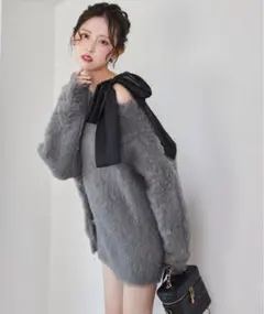 【値下げ中】メリーカールニットチュニック　グレー