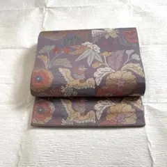袋帯　薄い紫地色　花鳥柄　used