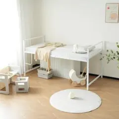 数量限定！【高さ110cm】ロフトベッド パイプベッド シングル WHITE