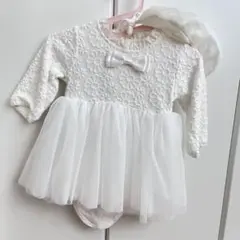 ベビードレス セレモニードレス ホワイト ボンネット付き 新生児