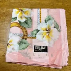 【新品未使用】CELINE 花柄 ハンカチ ピンク