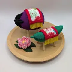 ちりめん細工 お盆飾り 精霊馬 (大6) 蓮の花 つまみ細工 牛馬 ハンドメイドのサムネイル